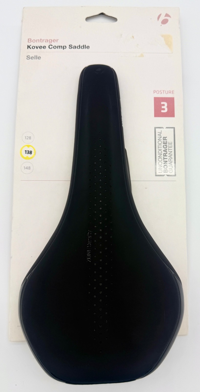 Bontrager Kovee Comp MTB Saddle 138mm Black CrMo Rails Posture 3 Zone Density Ne