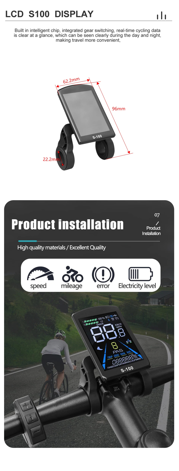 60A Sine Wave Controller 48V 52V 60V 72V with Lock Light Ebike Conversion Kit