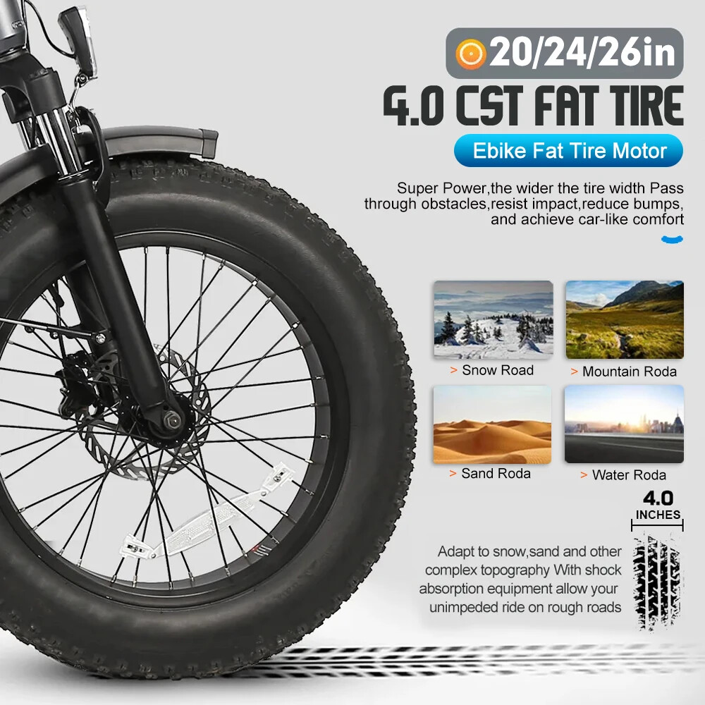 72V 3000W Snow Electric Bicycle 20 24 26inch Fat Tire Brushless Rear Hub Motor