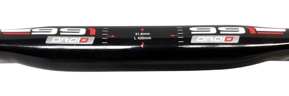 991 Droid Aero Road Handlebar 42cm 31.8mm AL7071 Flat Top Drop Bar Black