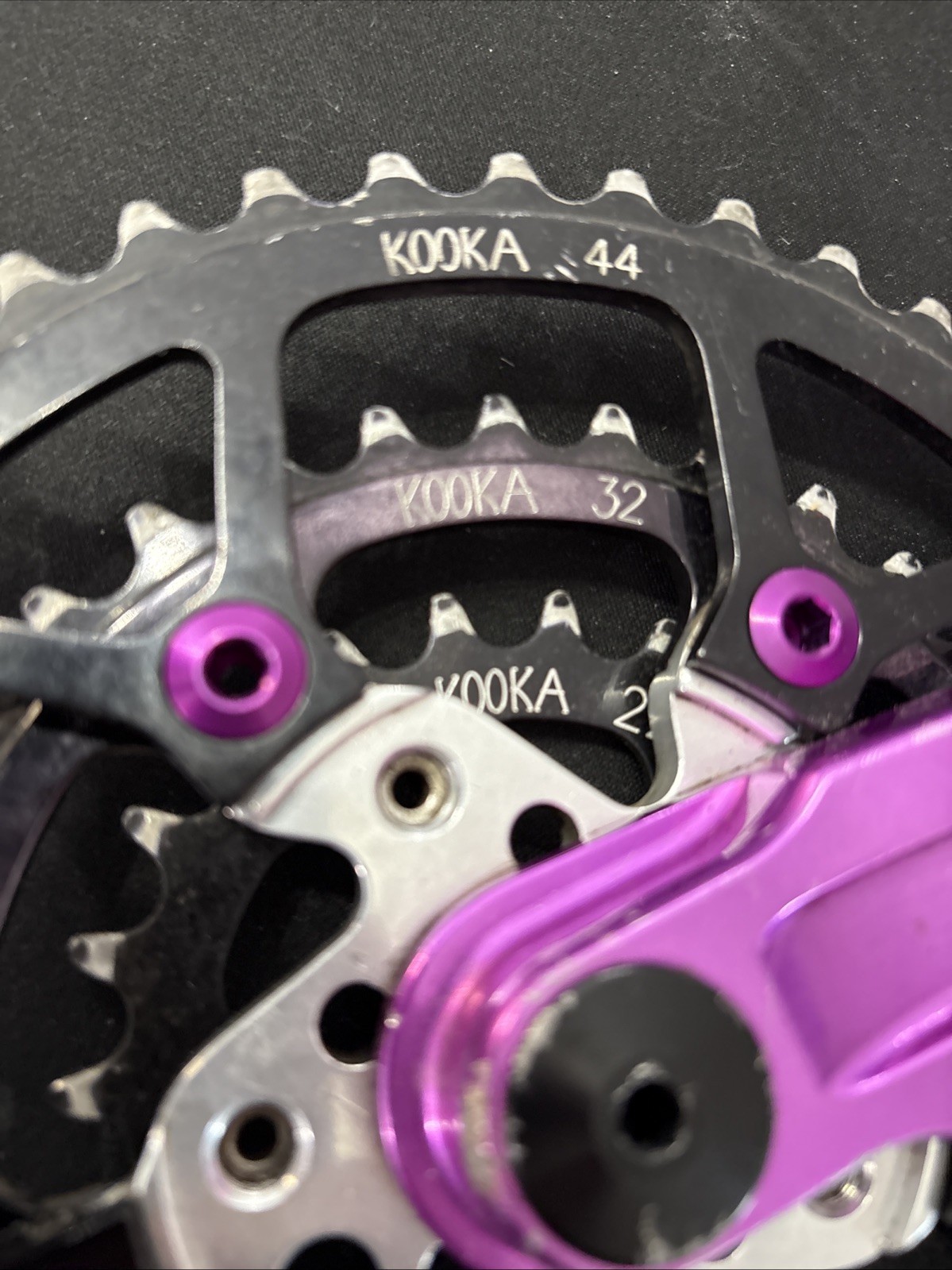 Kooka Vintage Crankset Triple 44/32/22 Purple 3DV, Black , 175mm Square Taper