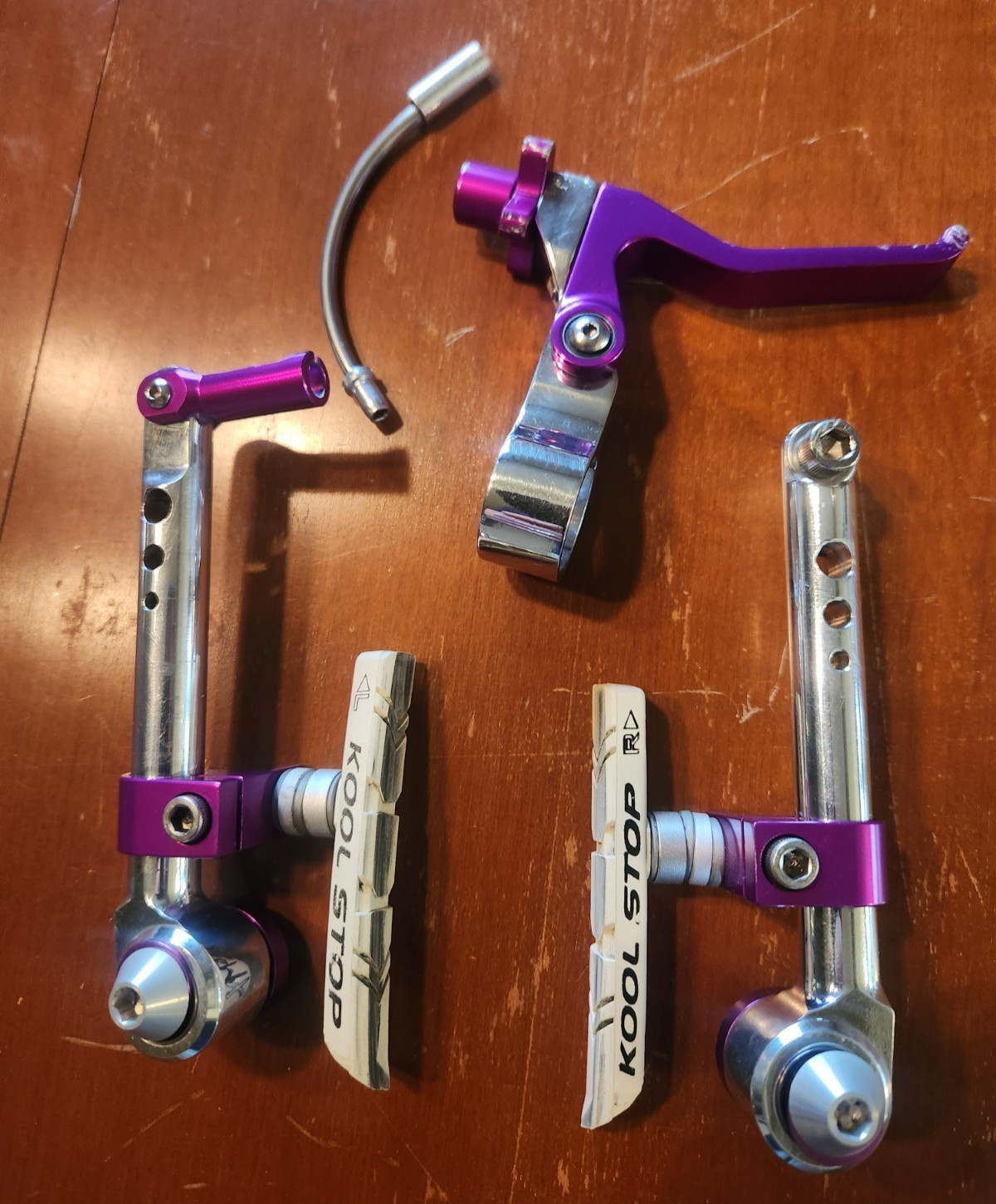 Technique Hooker Brakes with Swank Brake Lever Set Silver & Purple BMX Bike