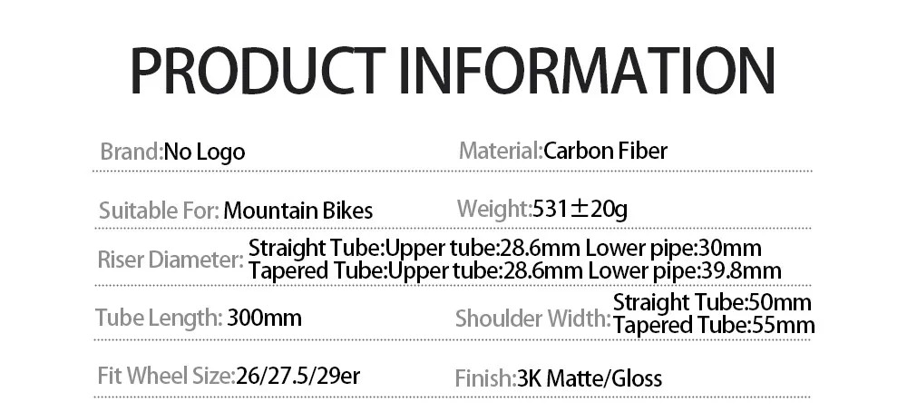 Full Carbon Fiber MTB Rigid Front Fork 26 27.5 29er Disc Brake External Cable
