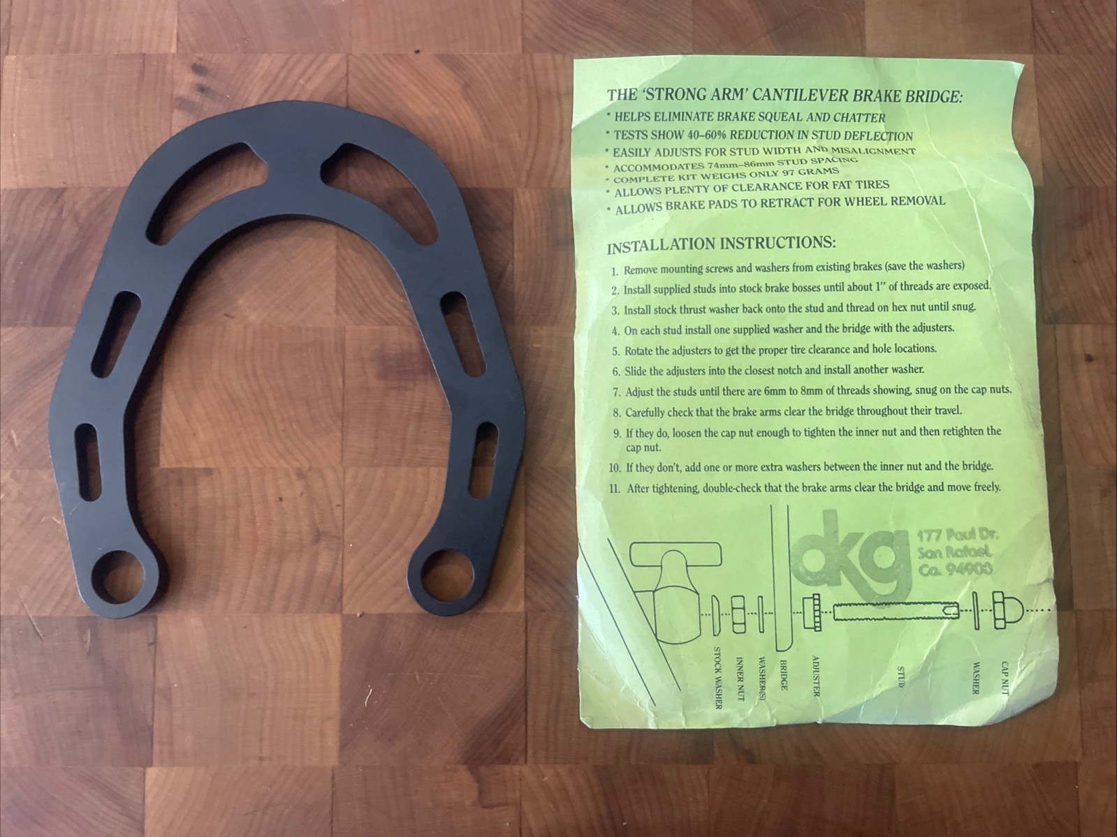 Vintage New-Old-Stock DKG “Strong Arm” Cantilever Brake Bridge • Black. (FSW)