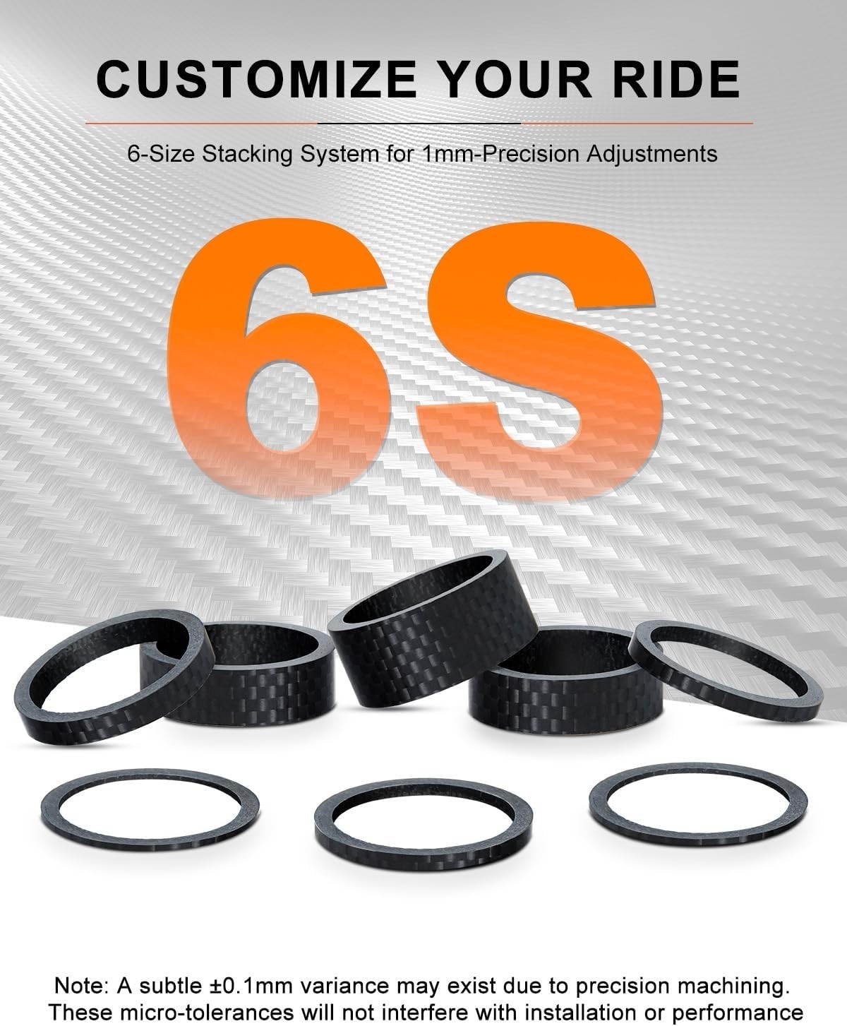 8PCS Carbon Fiber Headset Spacers Matte Finish Lightweight and Precision Fits