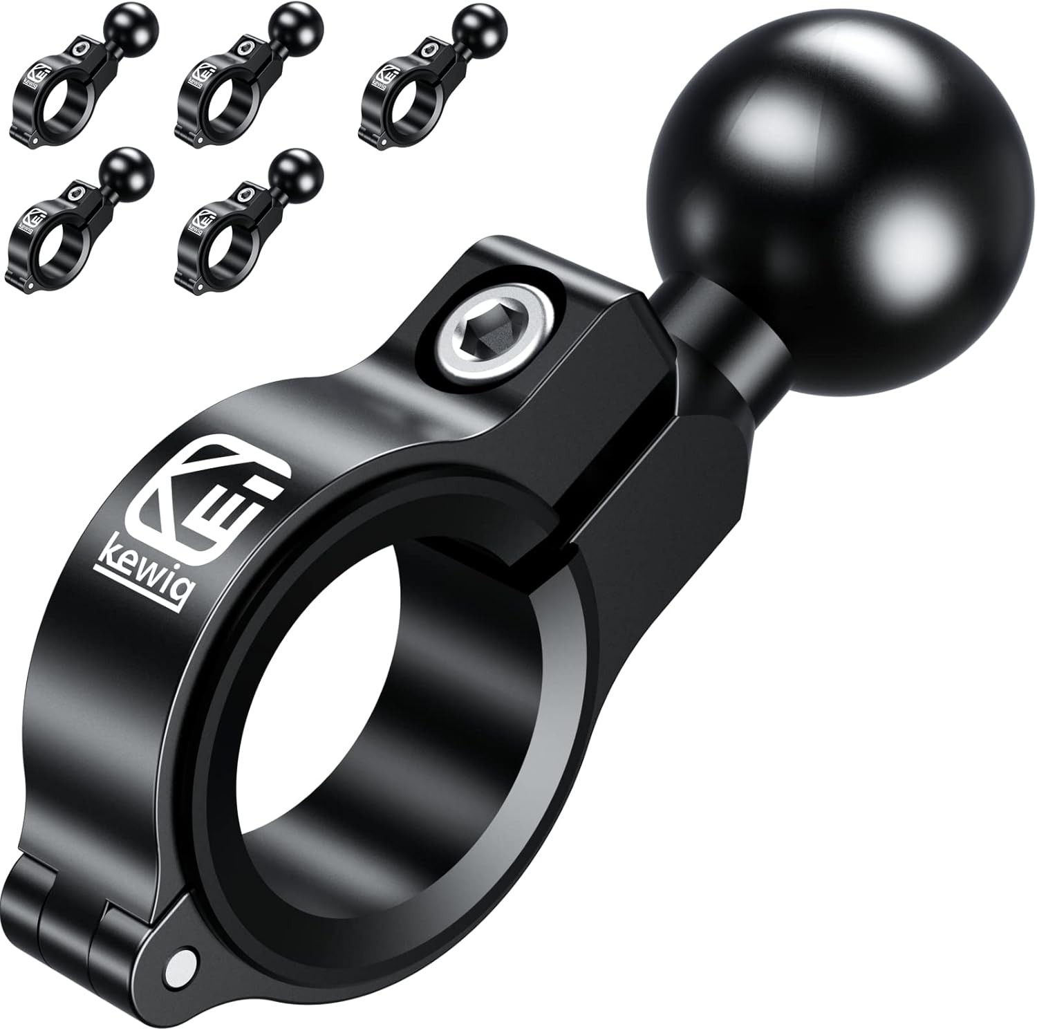 Aluminum Alloy Handlebar Mount Base w/1” TPU Ball for Round Rail Diameter 0.5”