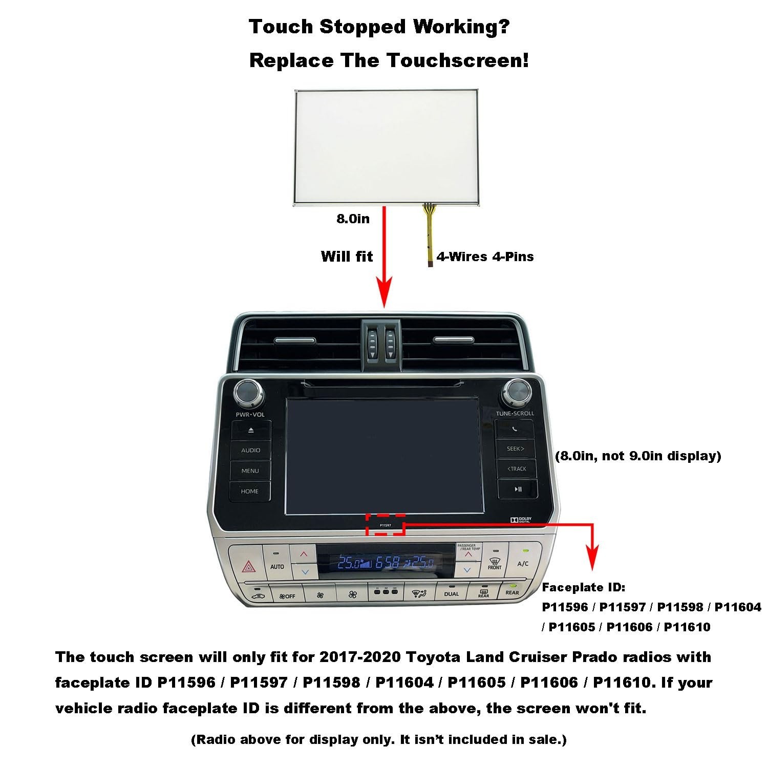 Touch Screen Digitizer Fit For Lexus GX460 Toyota Highlander Land Cruiser Pra…