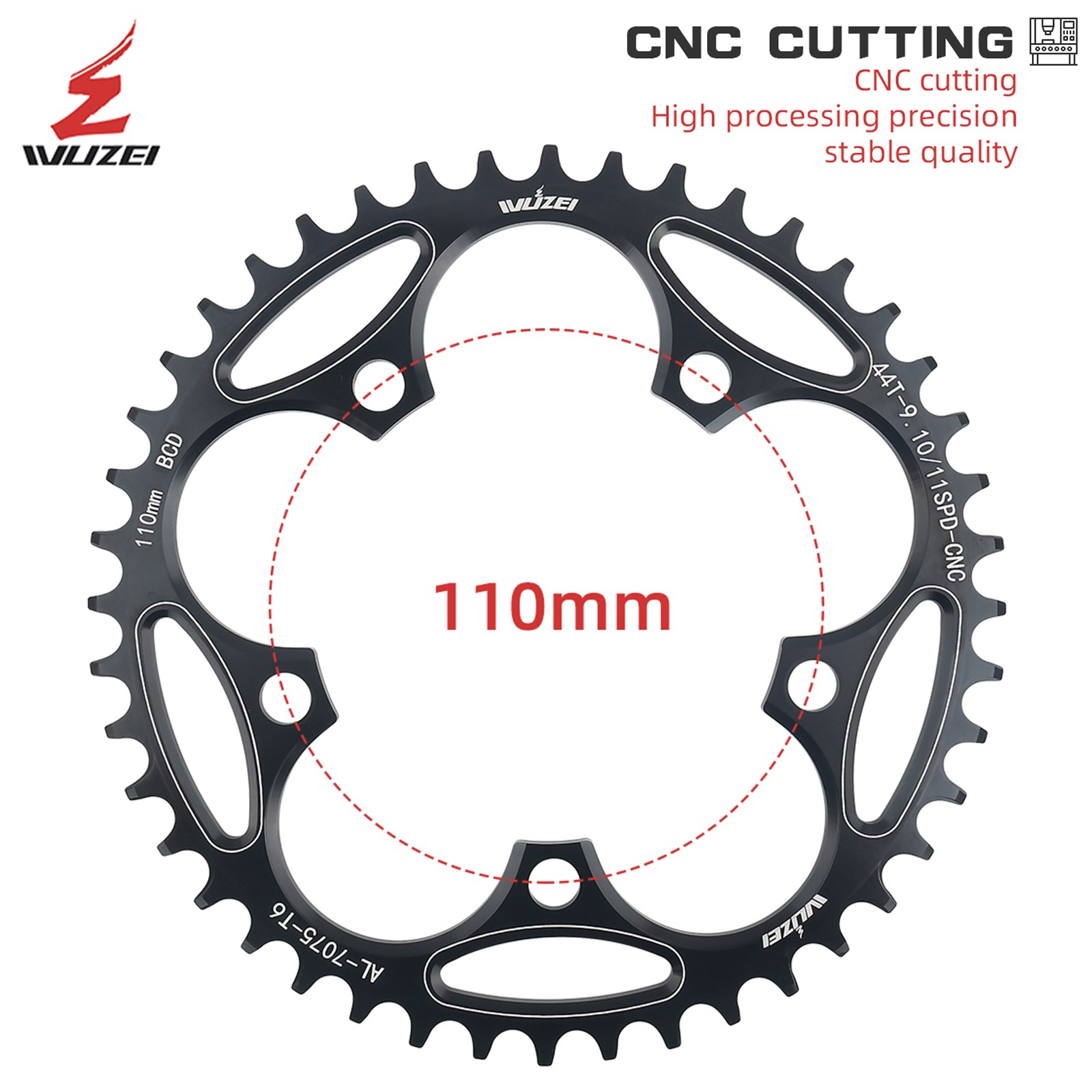 Road Bike Chainring 110 BCD 5 -Bolts 36T to 60T 9-11 Speed Bicycle Chainwheel