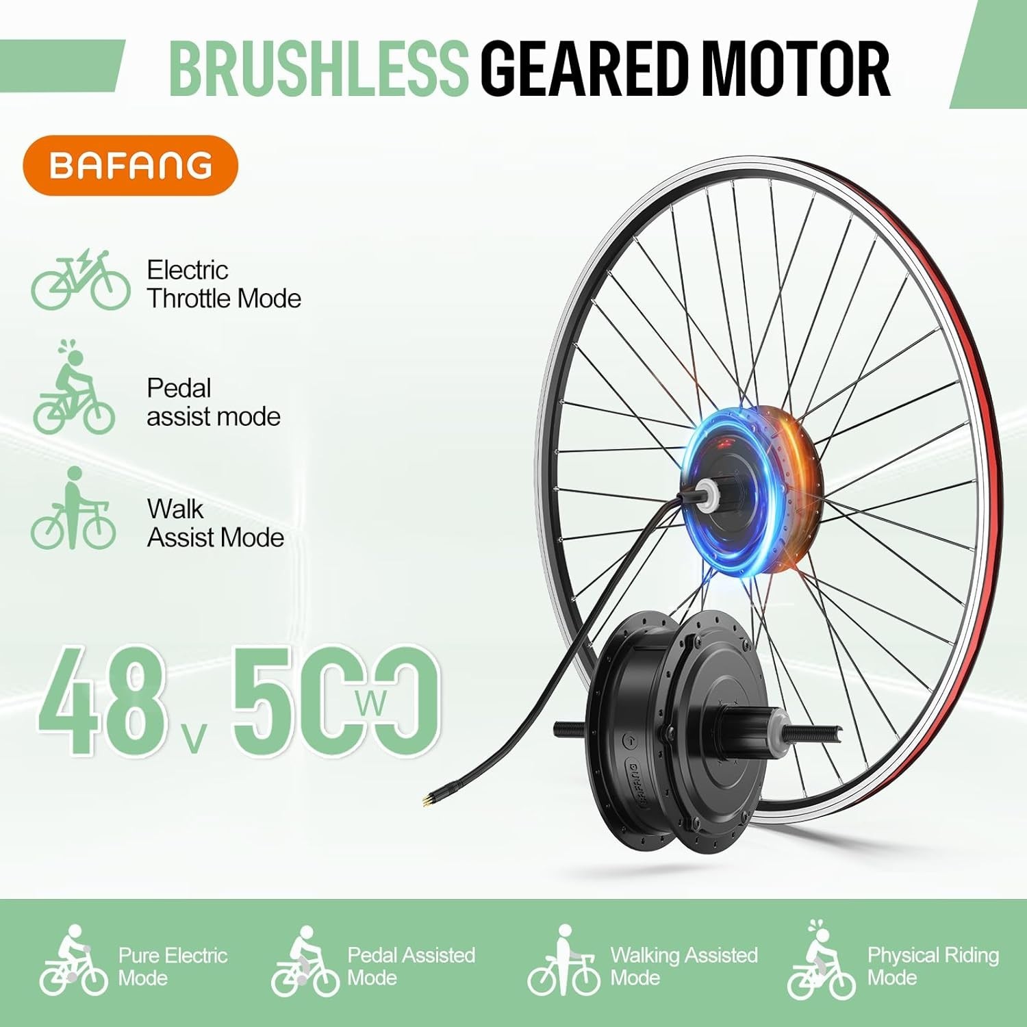 Bafang 48V 500W 26″27.5″ Electric Bike Rear Wheel Hub Motor Ebike Conversion Kit