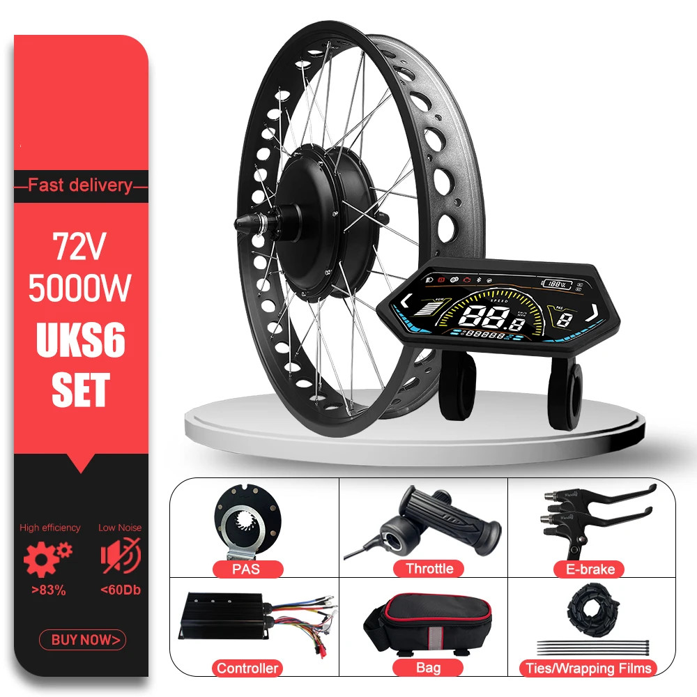 72V 5000W Snow Electric Fat Bike 20/24/26inch Brushless Rear Hub Motor Wheel