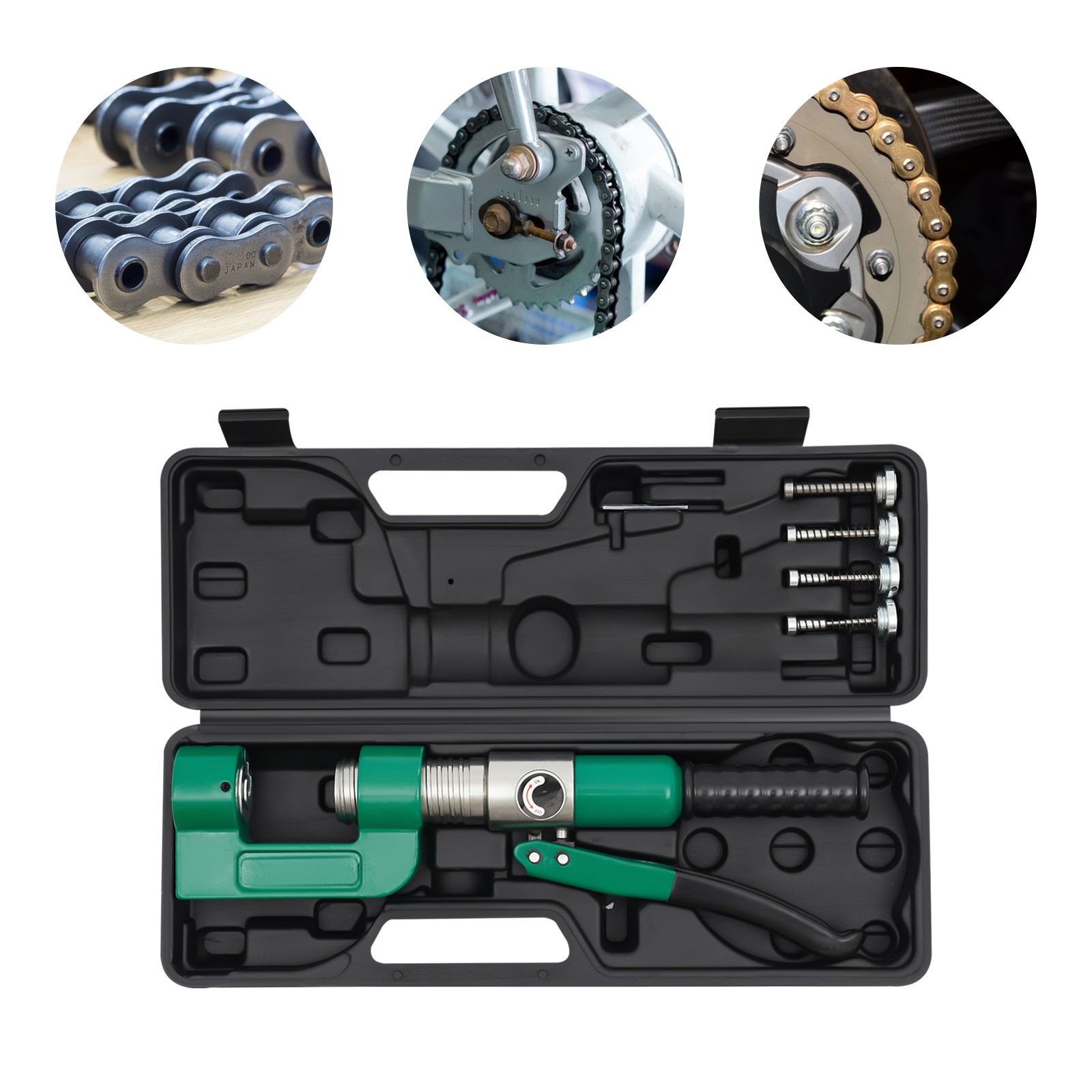 Hydraulic Chain Breaker Tool Kit 4 Pins 6613LBs for Motorcycle Bike 08B 420 428