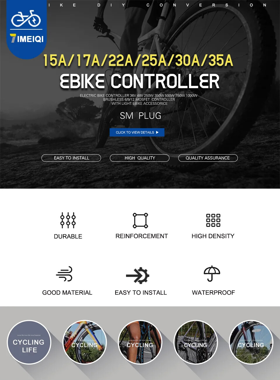 JN Electric Bike 36V 48V Waterproof Brushless Sinewave Controller Conversin Kit