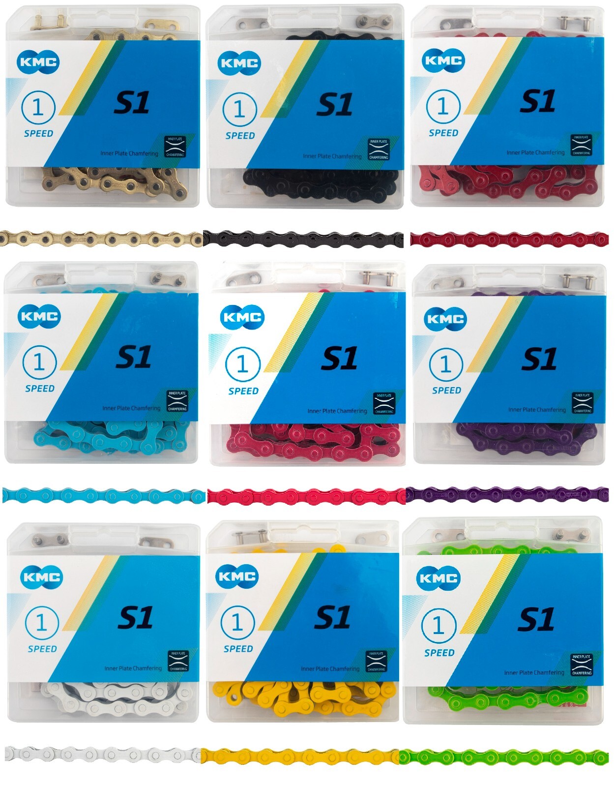 CHAIN KMC S1 1 speed BMX Different Colors 112 links
