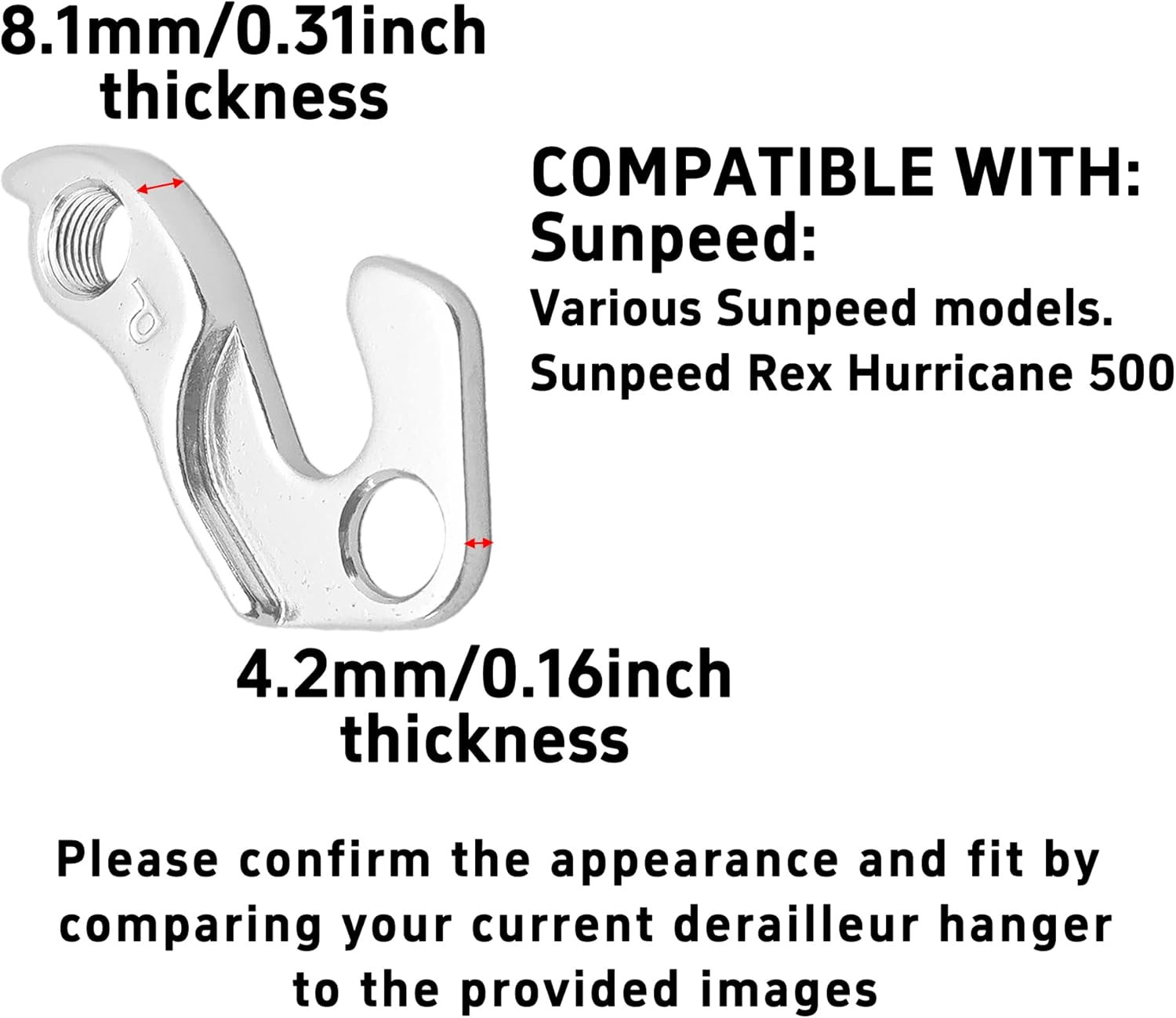 Universal Derailleur Hanger Replacement Part for Most Bicycle Models, Aluminum A