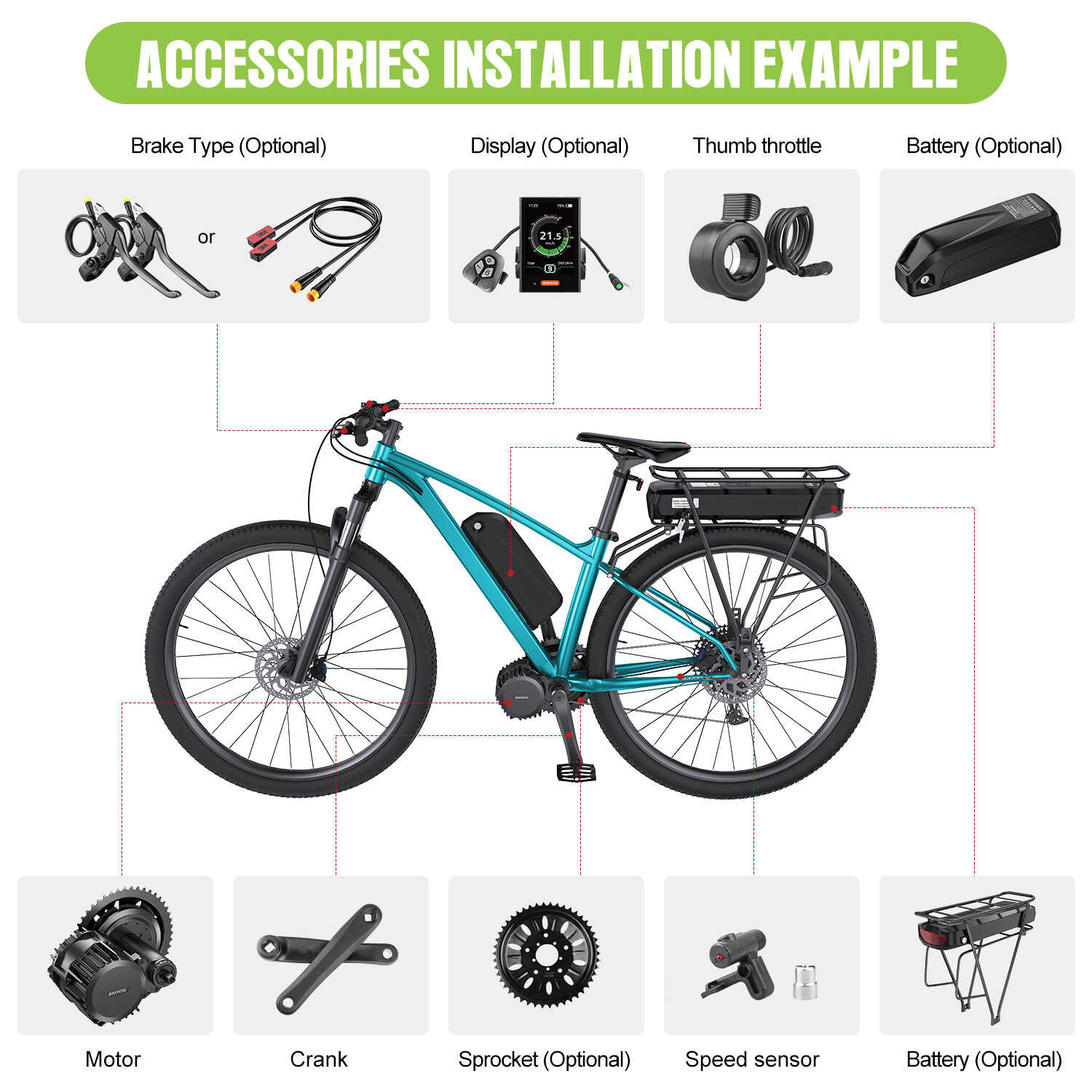 Bafang 52V1000W 68-73MM BBS-HD 46T Mid Drive Motor Ebike Conversion Kits