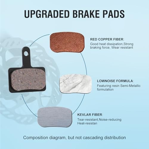 4 Pairs MTB Disc Brake Pads Resin & Semi-Metallic Quiet W/ Install Kit E-Bike
