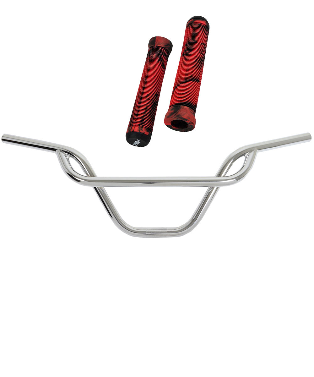 OG Lowrider Handlebar Freestyle 325 Steel Chrome, Flangeless Black/Red Grips