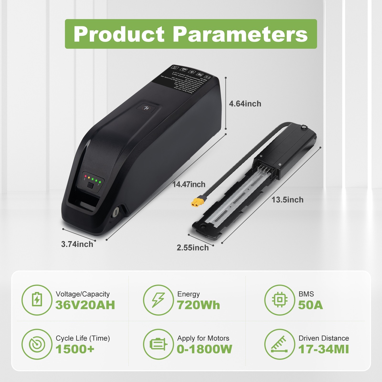 UUG 36V 10Ah/20Ah Ebike Lithium Battery For 200W-1200W Motors 4PIN