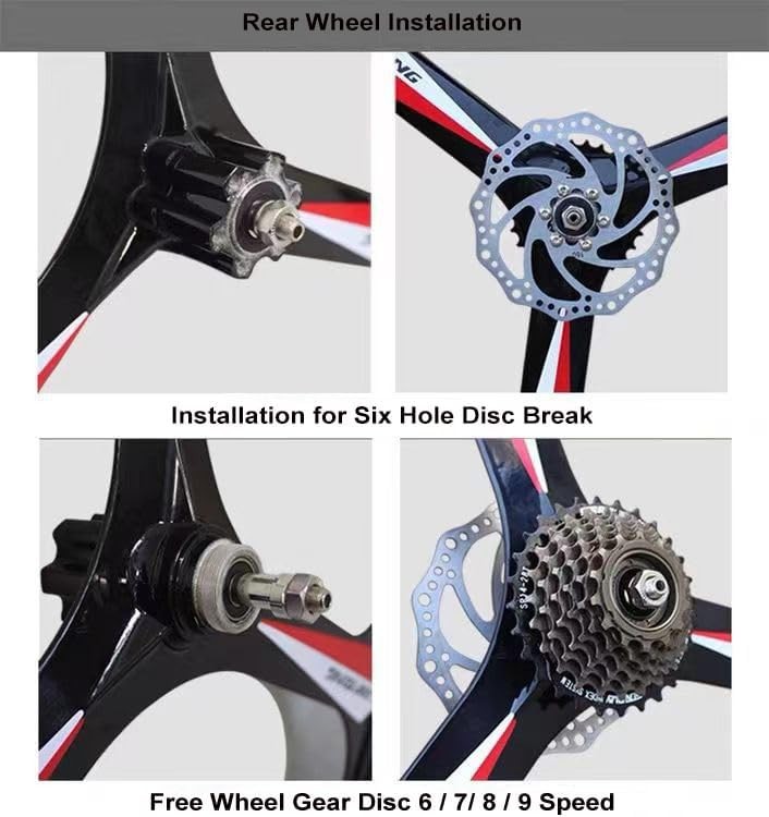26in 6 Mag Integrated Spokes Bicycle Front/Rear Magnesium Disc Cycling Wheel