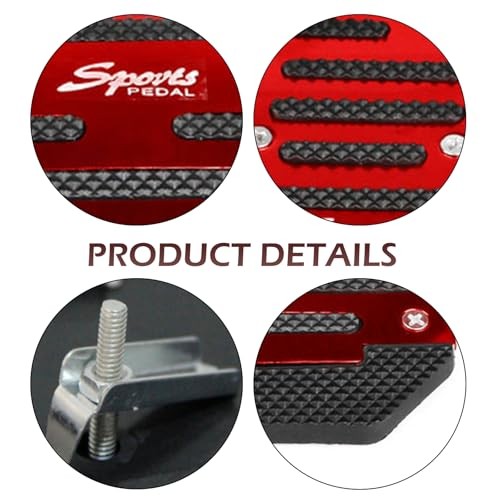 Non-Slip Pedal Pads Set, Aluminum Alloy Gas Pedal, Automatic 2 PCS Red