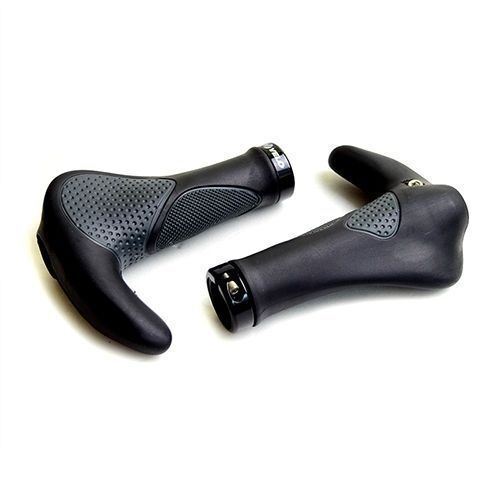 VELO MTB Bike Handlebar Grips 138mm with Bar Ends- Black x Grey