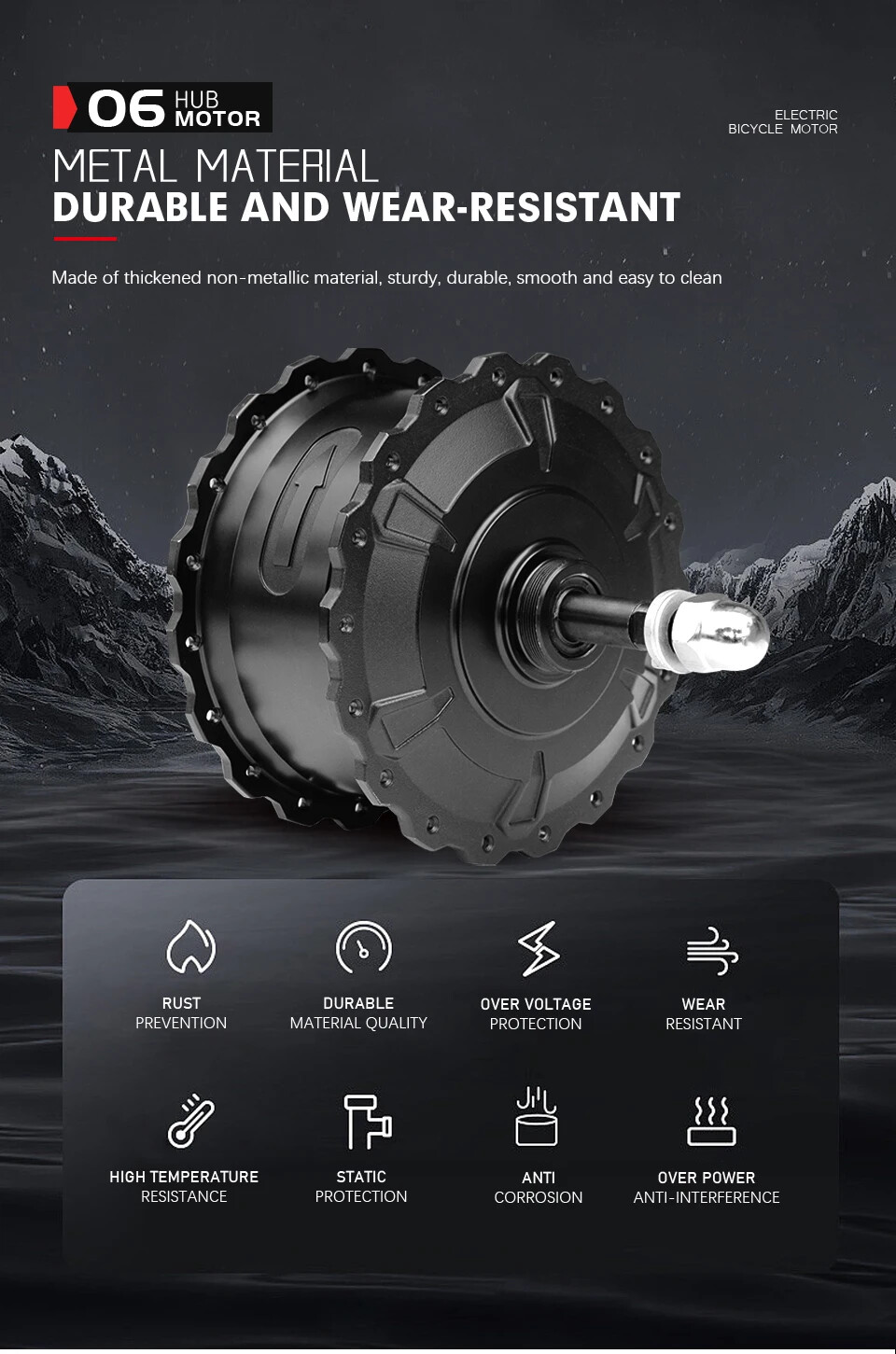 48V 1000W Snow E-bike Fat Tire 20 24 26×4.0inch Brushless Rear Hub Motor Wheel