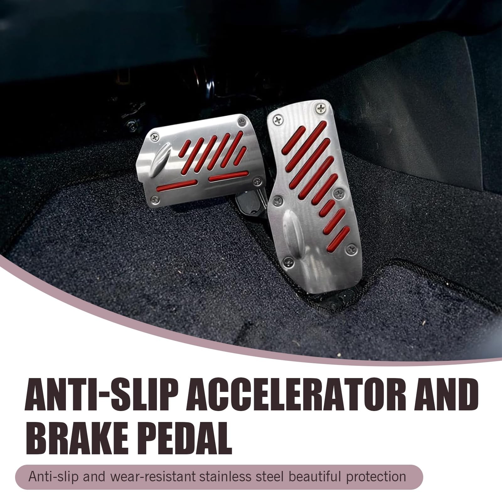 Car Brake Pedal Cover, Universal Automatic Transmission Pedal Red 2 PCS