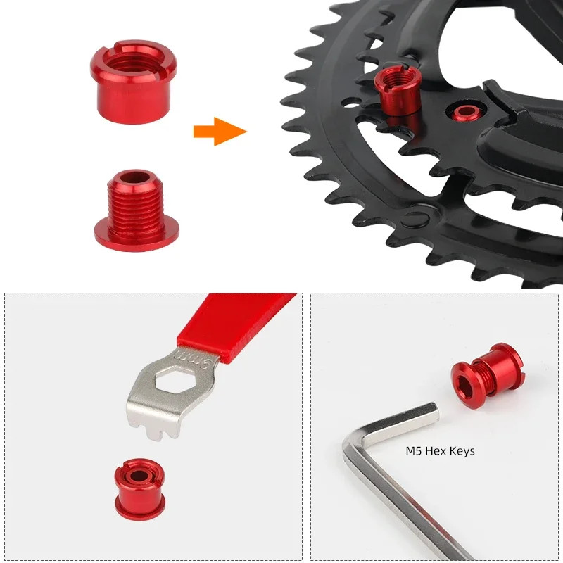 5Pcs Bicycle Crankset Bolts 6.5/8.5Mm Single Double Chainrings Screw Outer Nut D