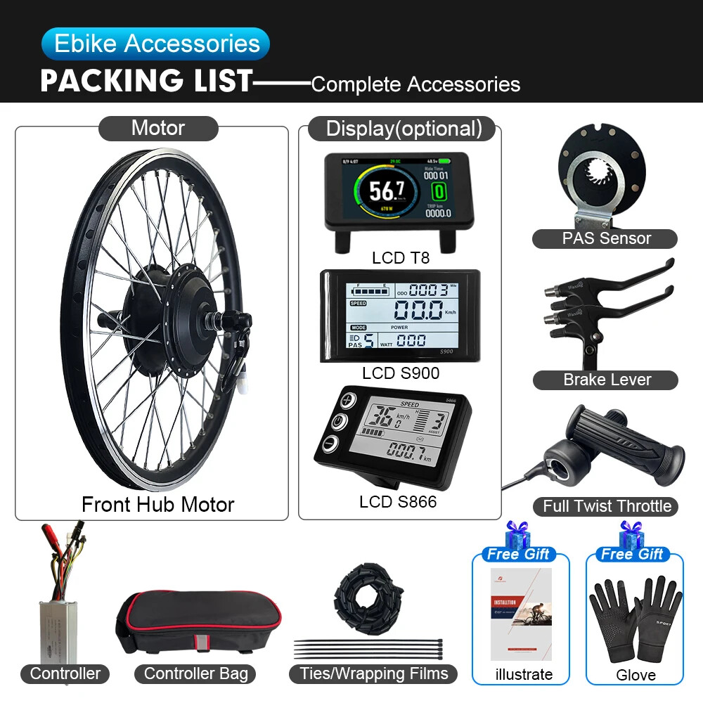 Electric Bicycle Conversion Kit 36V 48V 250W 350W 500W Front Hub Motor Wheel