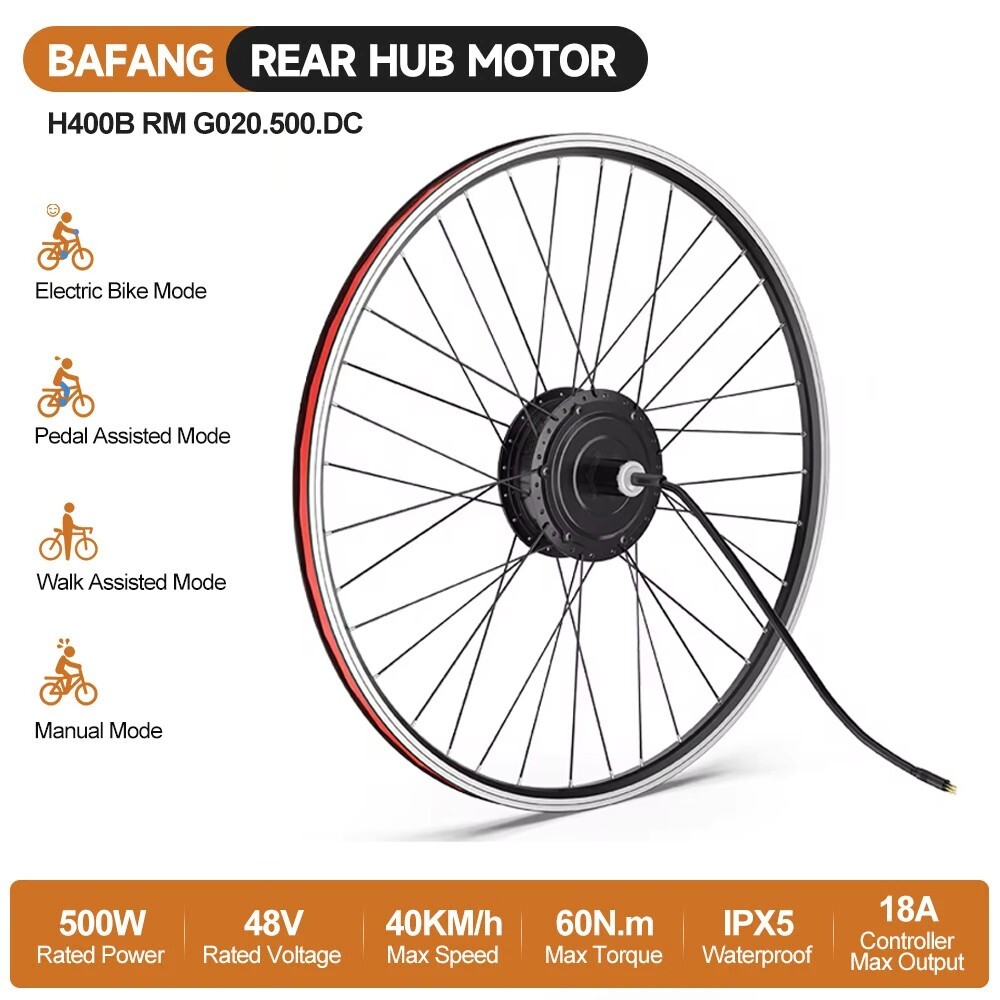 BAFANG 48V500W Rear Hub Motor 26″27.5”700C Wheel Hub Motor Ebike Conversion Kit