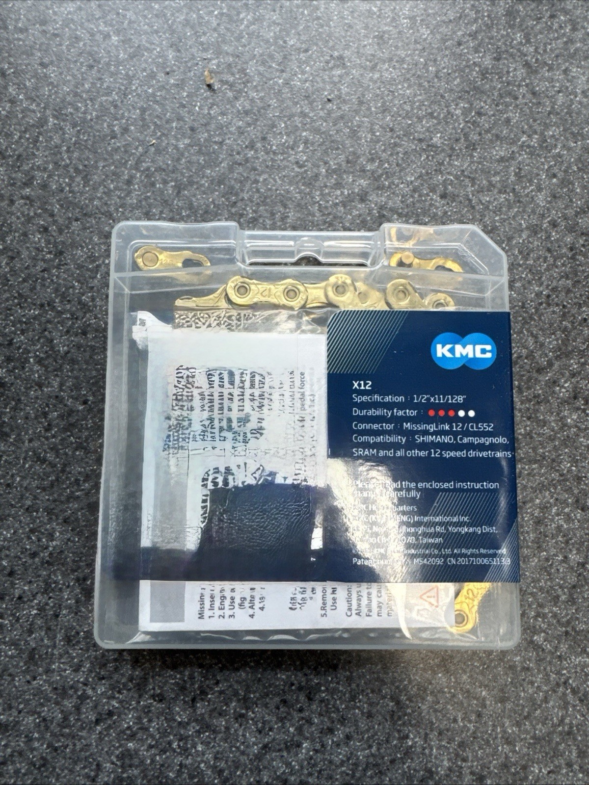 🚴 KMC X12 Gold Ti-N 12-Speed Chain 126L – Fits SRAM GX/NX Eagle MTB/Road – NEW