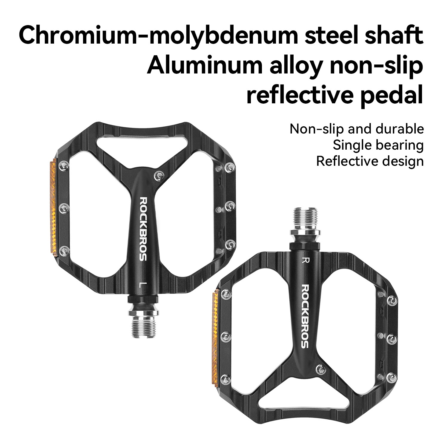 ROCKBROS Road/MTB Bike Pedals-Aluminum Alloy Non-Slip Pedal with Anti-Skid Nails
