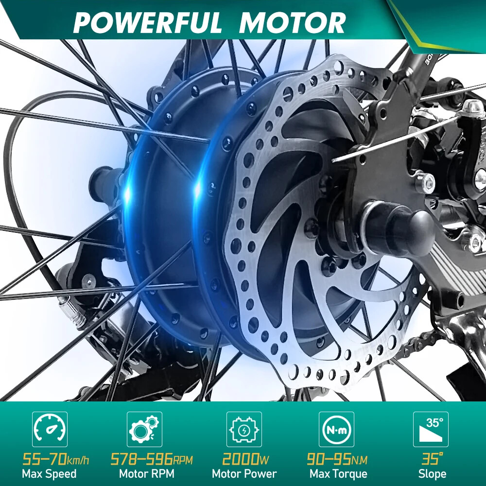 48V 72V 2000W 20 24 26in Snow E-bike Fat Brushless Gearless Rear Hub Motor Wheel