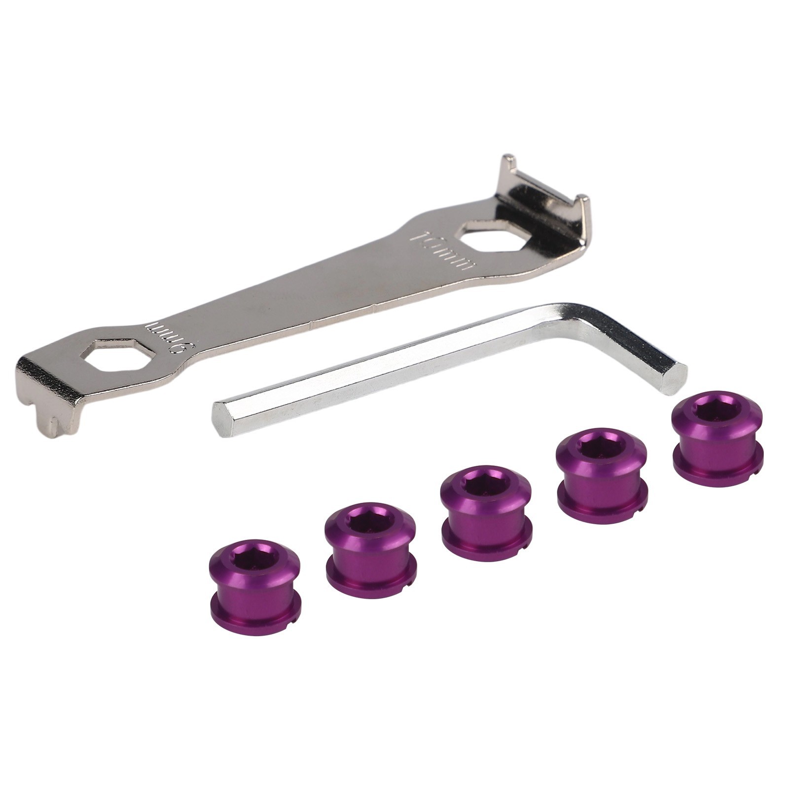 Bike Single Chainwheel Bolt Set with Mounting Tools for DIY Bicycle Projects
