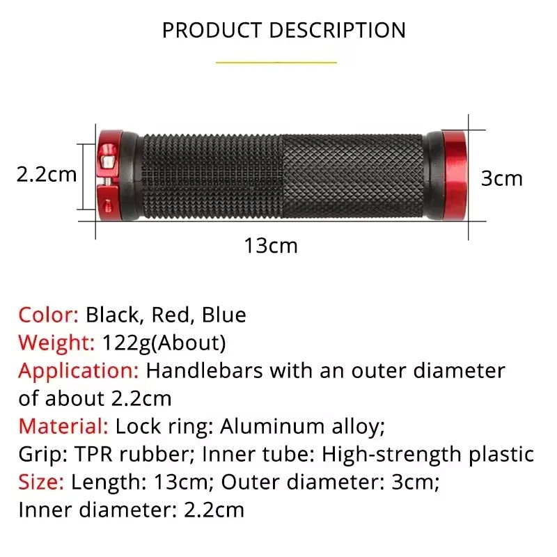 Ergonomic Rubber Bicycle Handlebar MTB Mountain Bike Grips Cycling Lock-On Ends