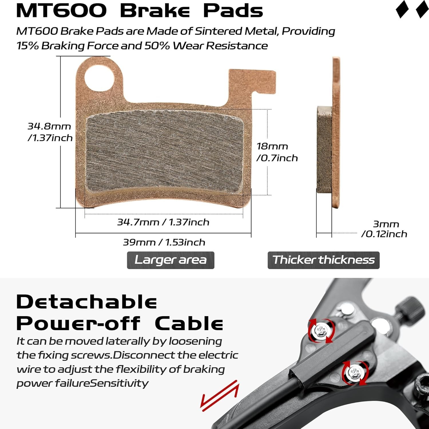 Sensor-Controlled E-Bike Brakes, 3-Pin Waterproof Connector