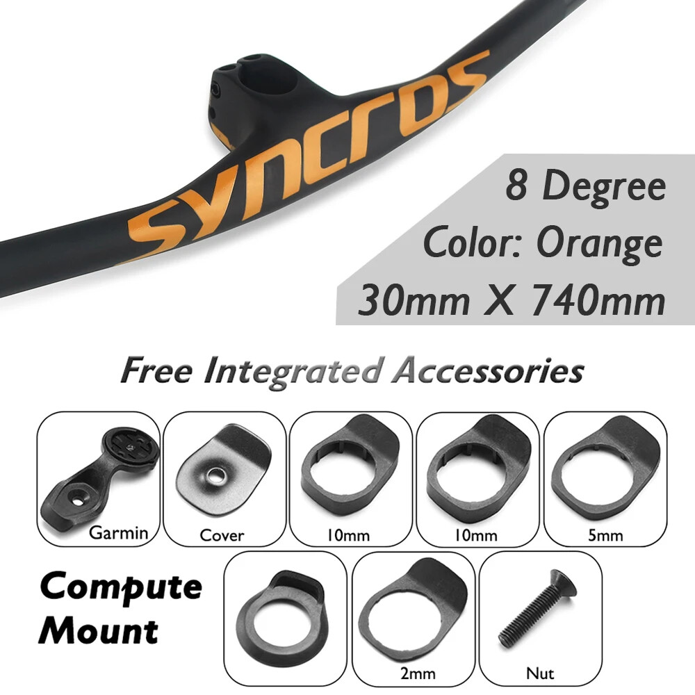 Full Carbon MTB bicycle Integrated Handlebar 8 Degree With Stem 30 / 40 / 50mm