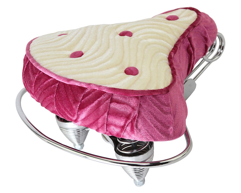 Bike Beach Cruisers Saddle Velour Pink /White.