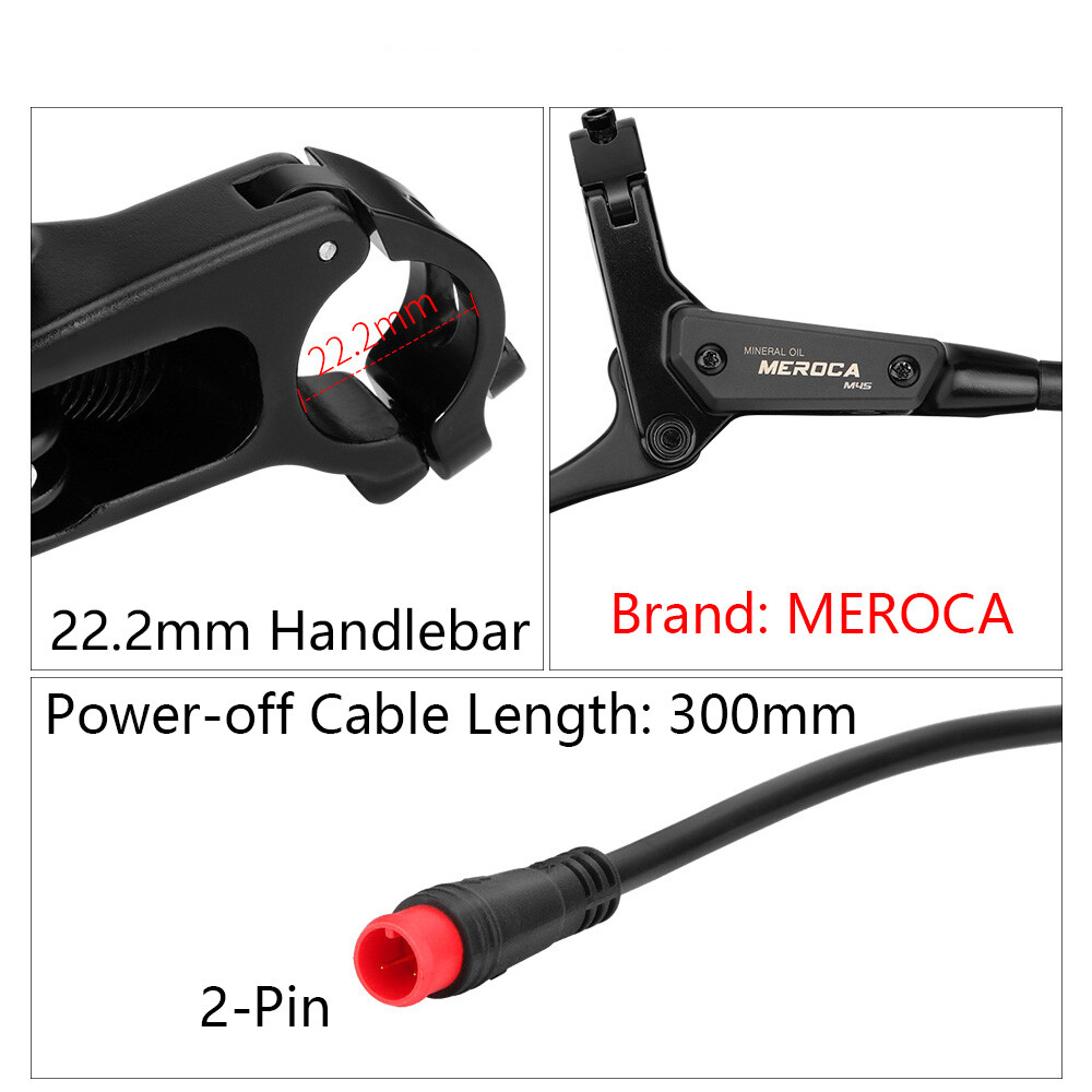 MEROCA E-Bike Hydraulic Disc Brake Set 4-Piston Front/Rear 950/1850mm with Rotor