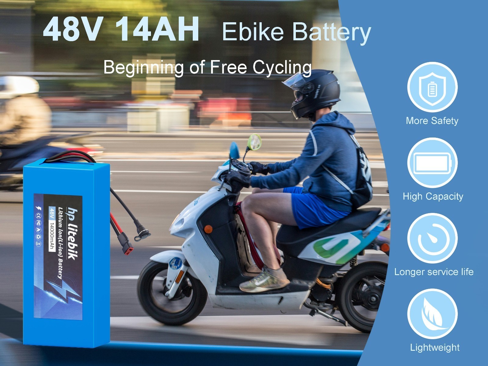 48V 14AH Ebike Lithium Battery For Electric Bicycle 100W-1000W Motor 30A BMS
