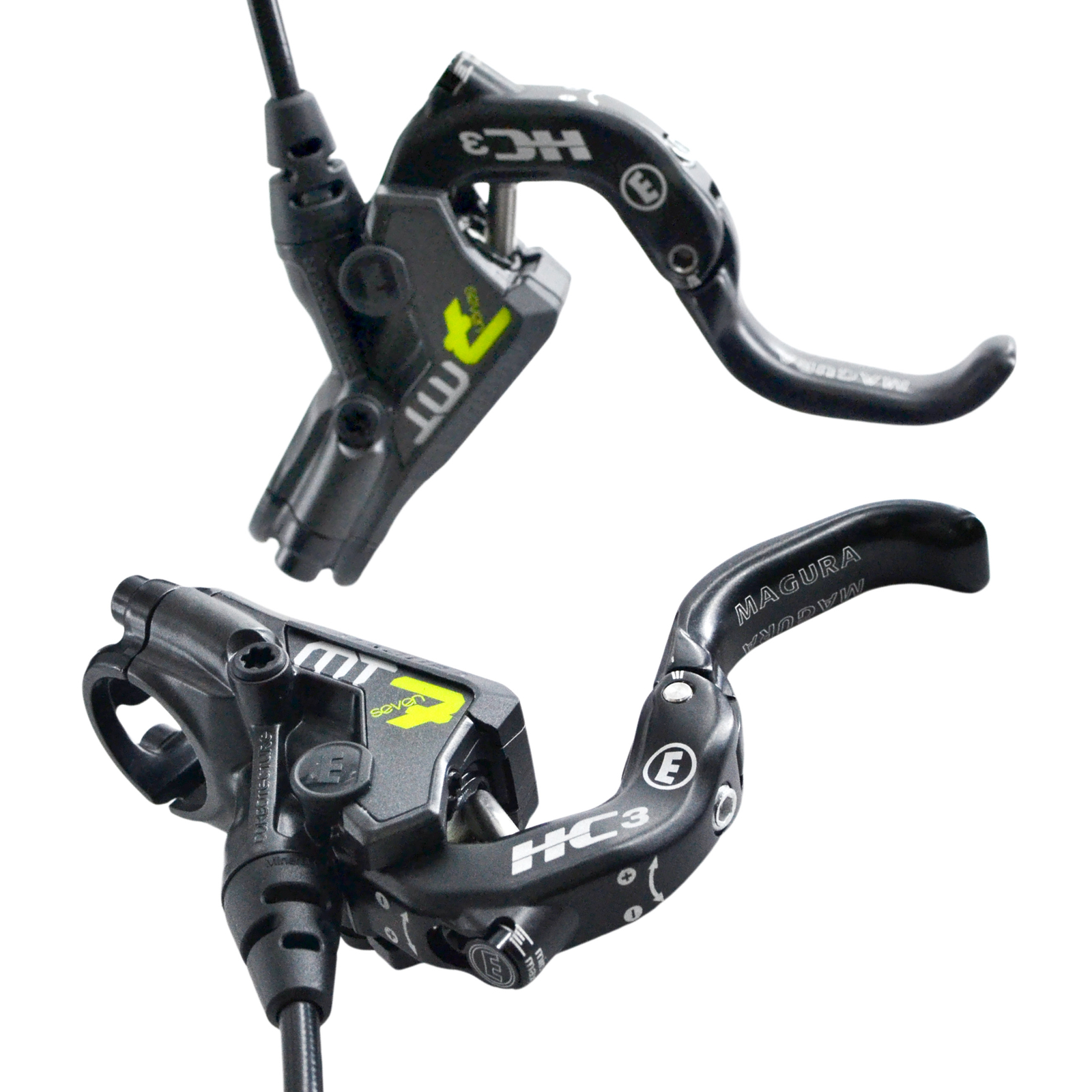 Magura MT7 HC3 4-Piston PM Hydraulic Disc Brake Set w/180&203mm Rotor (F+R)