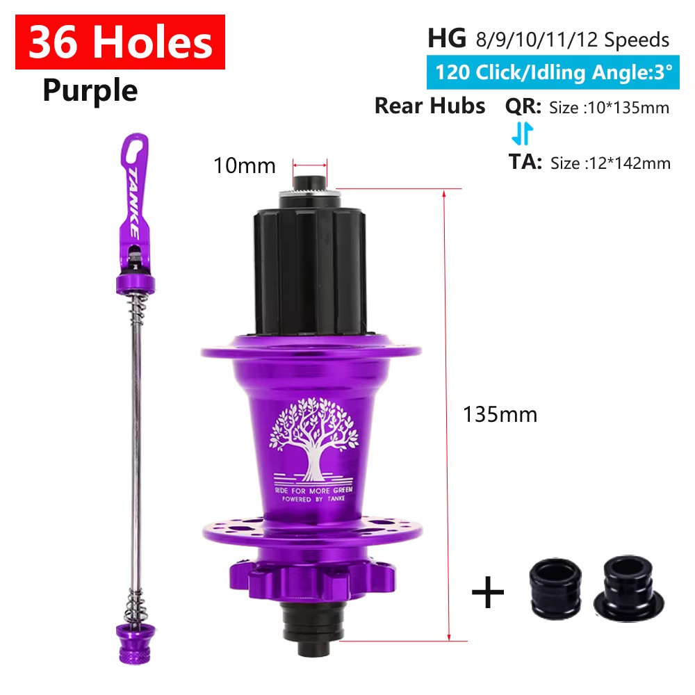 120 Click Hub 6 Bearing MTB Mountain Bike Hub Front Rear 28 32 36 Holes QR Thru-