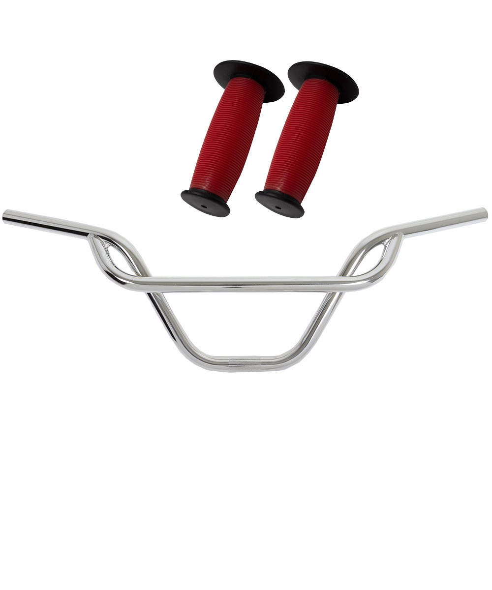 PRO+ 325 Chrome Handlebar & Red Mushroom Grips