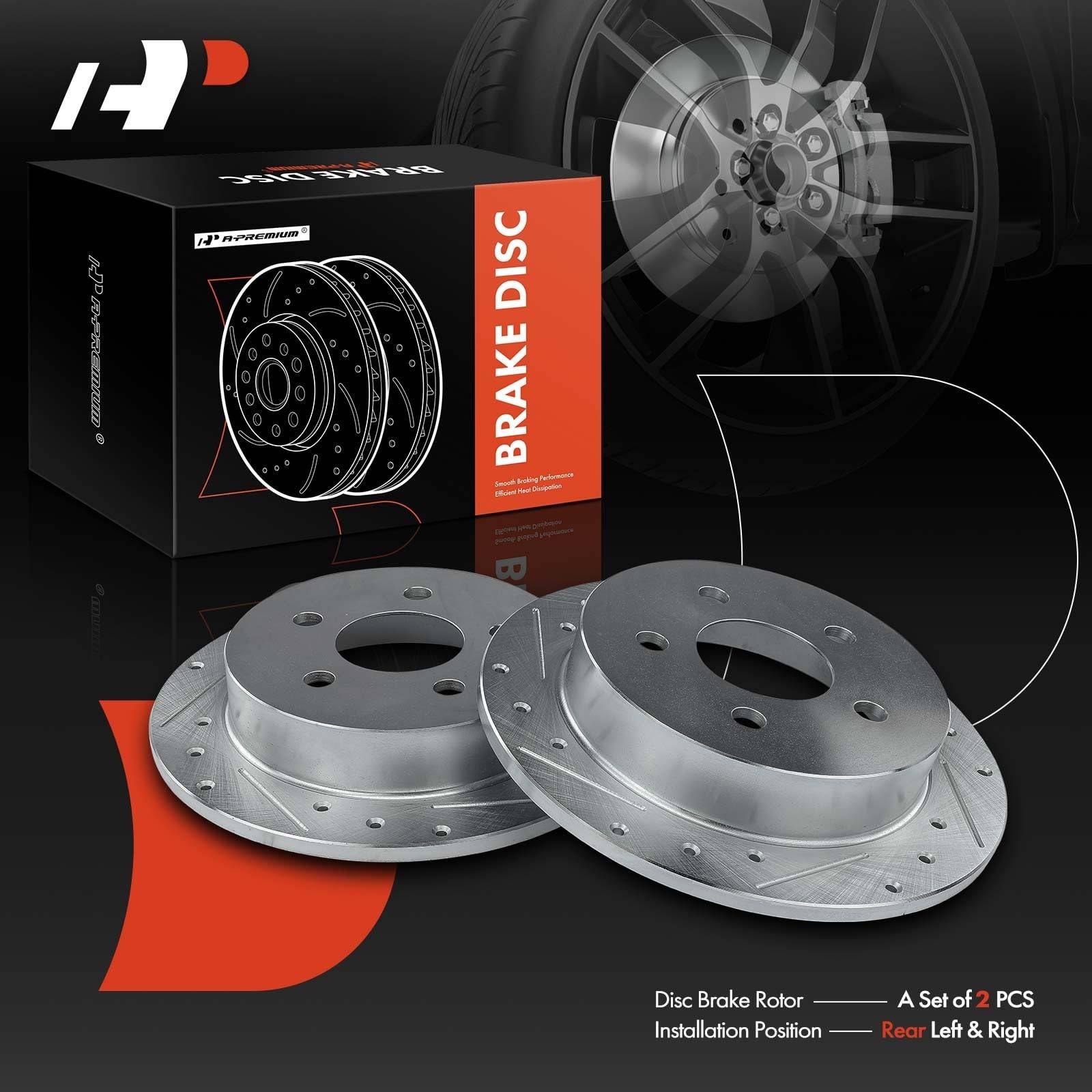 A-Premium 10.94 Inch (278mm) Rear Drilled and Slotted Disc Brake Rotors | Com…