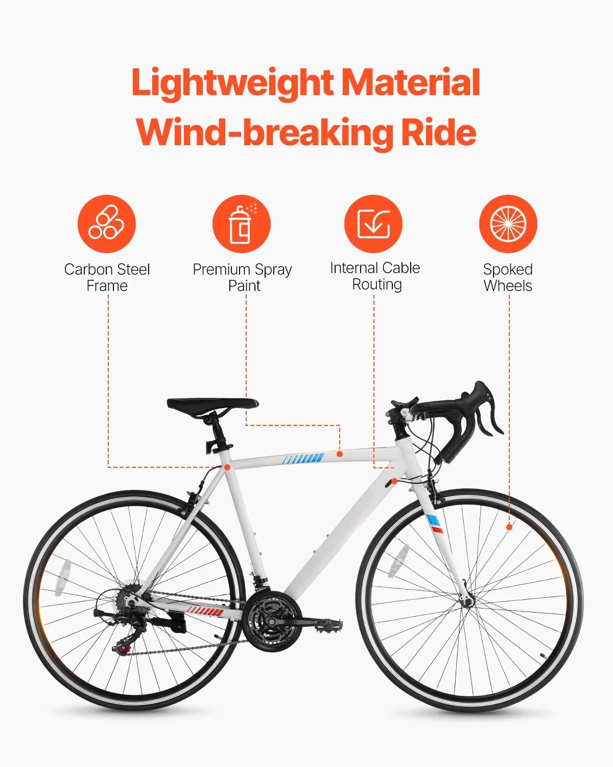 Road Bike, 700C Wheels Racing Bike, SHIMANO 21 Speeds Drivetrain City Commuter R