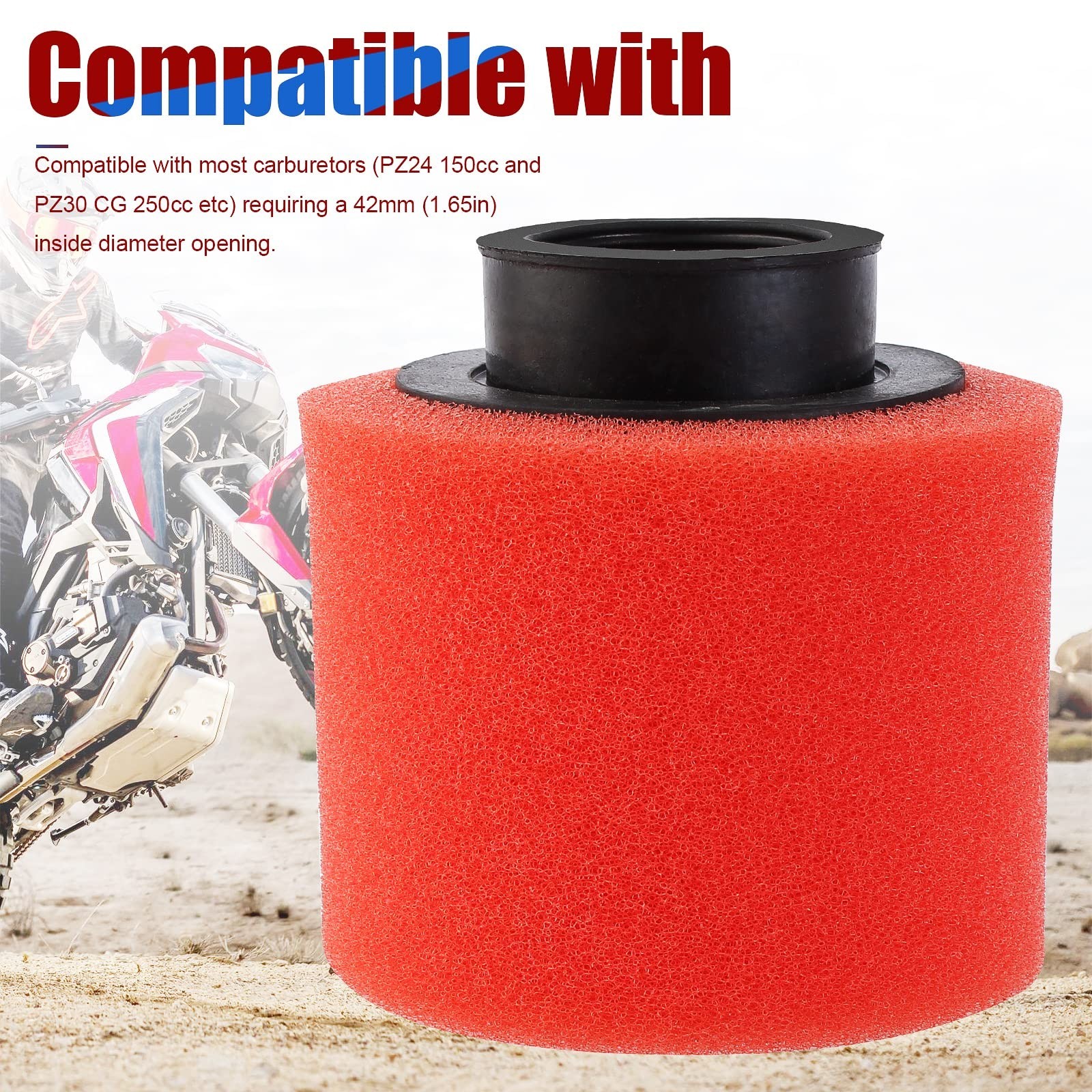 Filter 42mm 1.65inch Red Double Foam Pod Performance for Pit Dirt Bike 125cc …