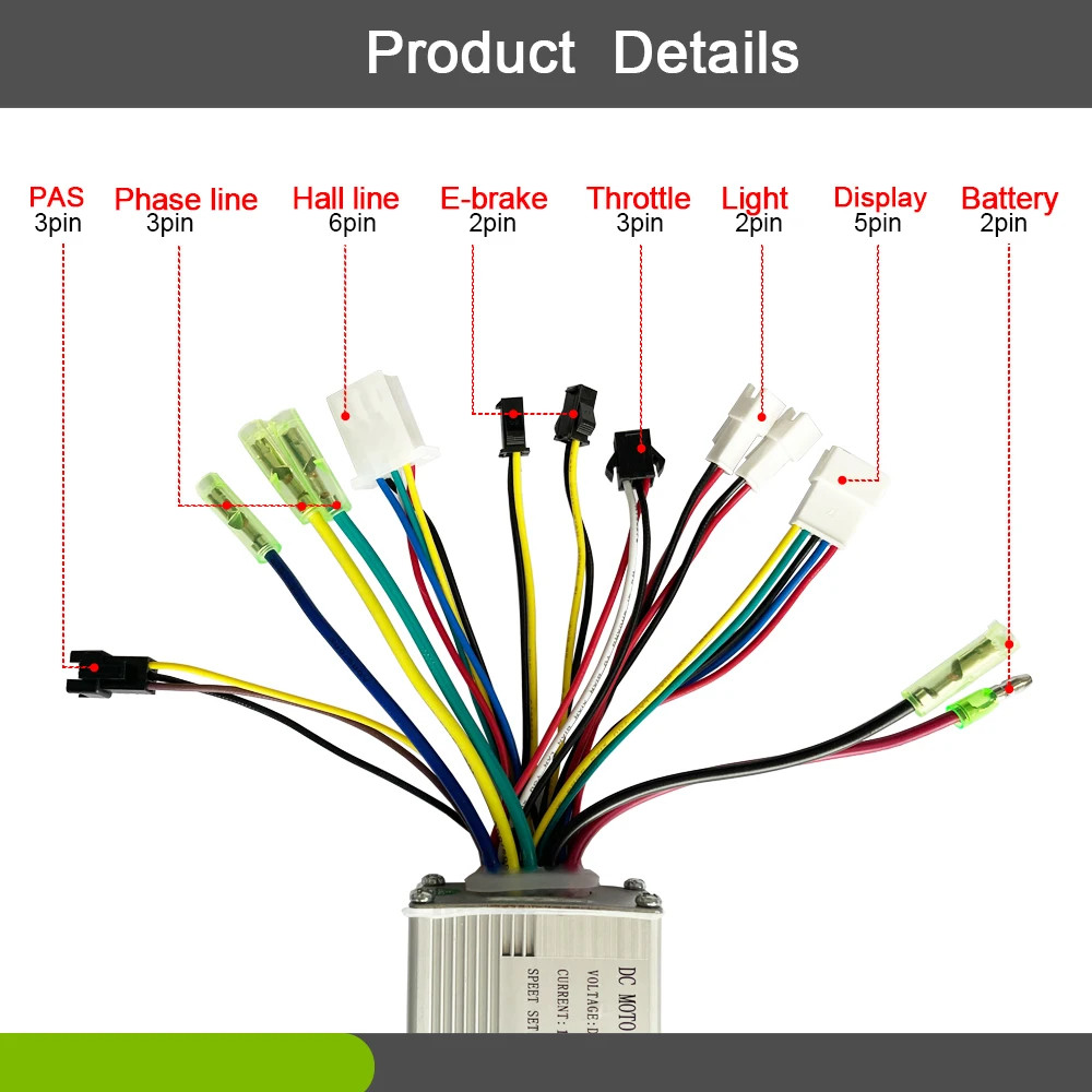 E-bike 17A Sinewave Three-Mode Controller SM Connector 36V 48V 250W 350W Motor
