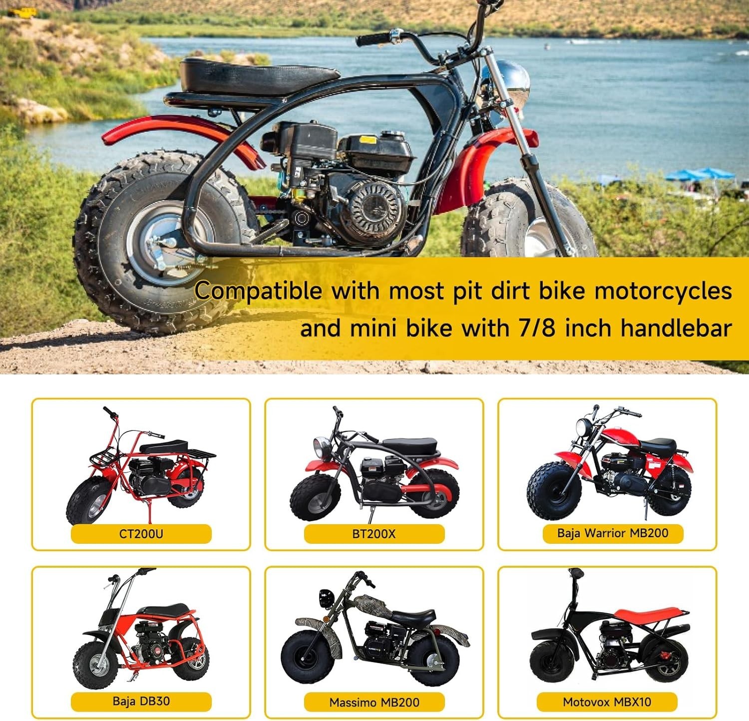 Mini Bike Throttle Cable Kit 22mm Handlebar Grip Motorcycle ATV Scooter