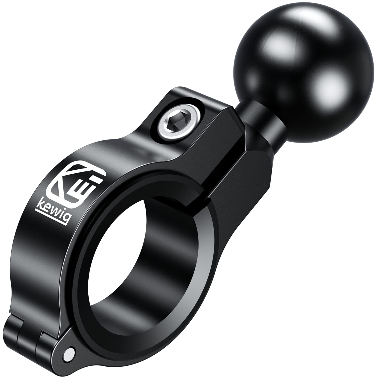 Aluminum Alloy Handlebar Mount Base w/1” TPU Ball for Round Rail Diameter 0.5”