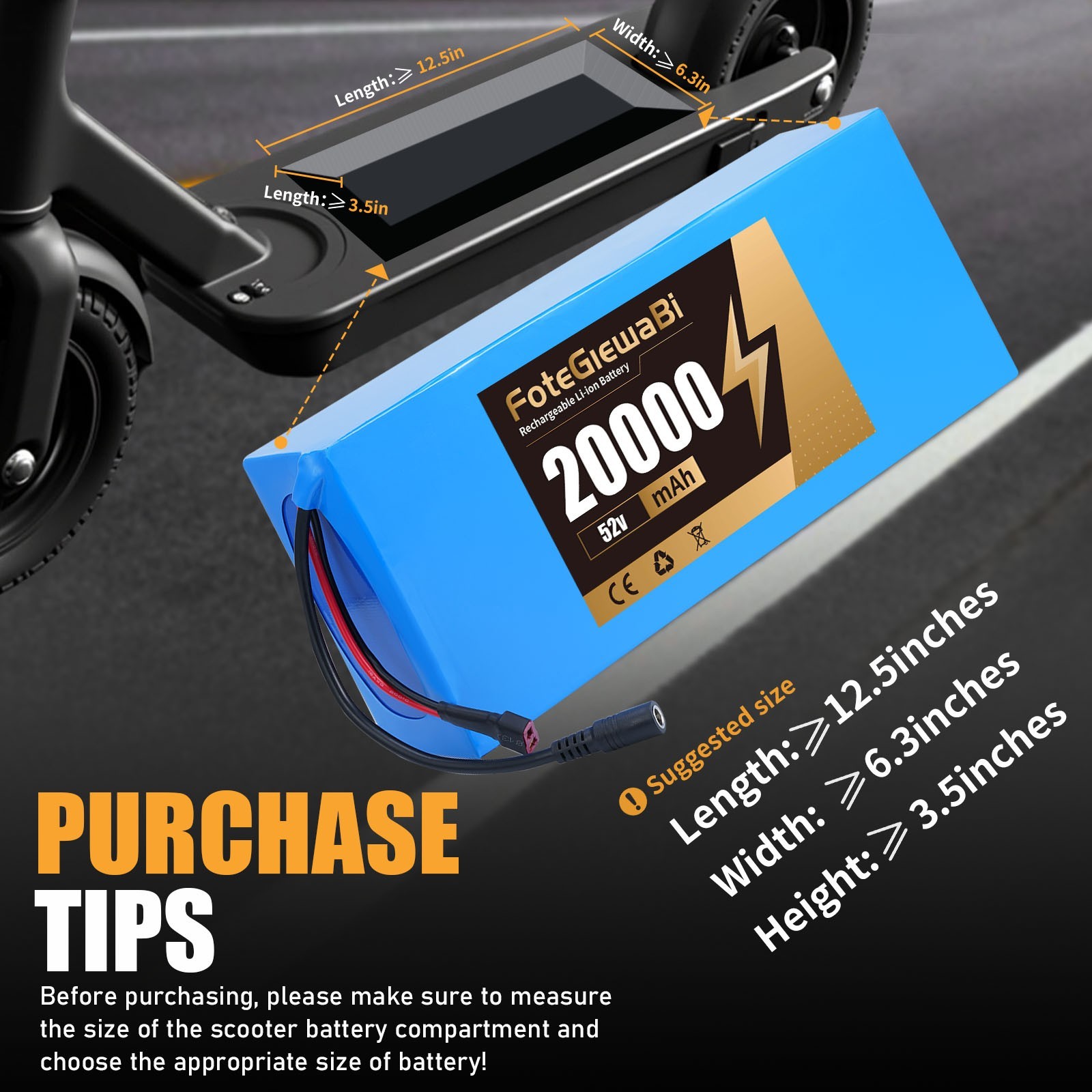 52V 20Ah Ebike Lithium Battery with BMS Ebike Electric Bicycle Scooter